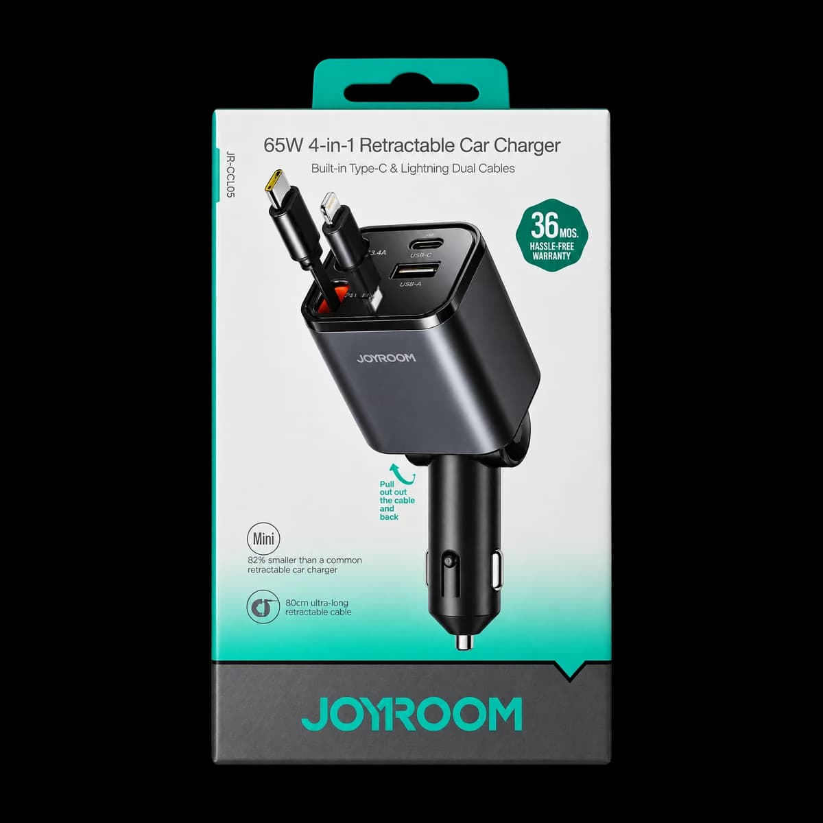 65W 4 in 1 Retractable car Charger